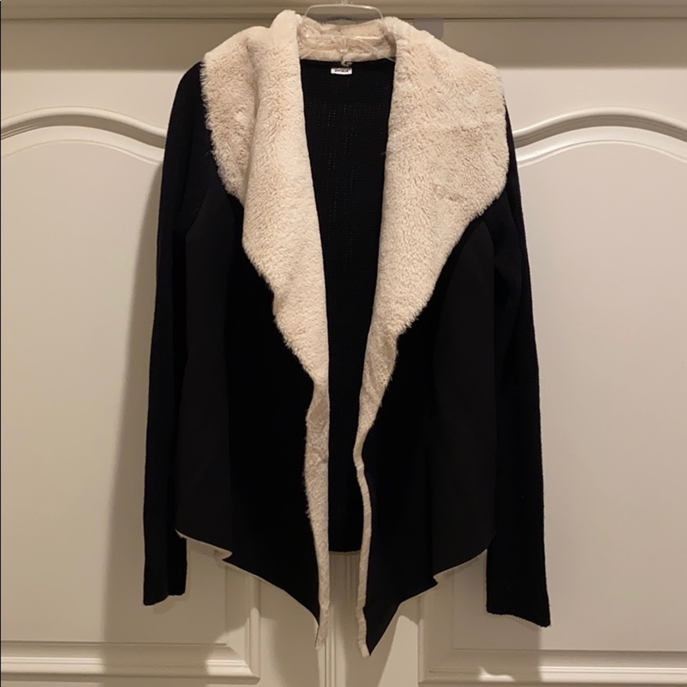 Pimkie Black Cardigan Sweater with Sherpa Lining